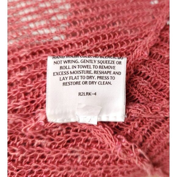 Eileen Fisher Airy Linen Grain Rib V Neck Sweater Size L Coral Tunic Top - Picture 10 of 13